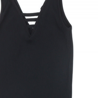 New Look Womens Black Polyester Bodysuit One-Piece Size 14 Snap