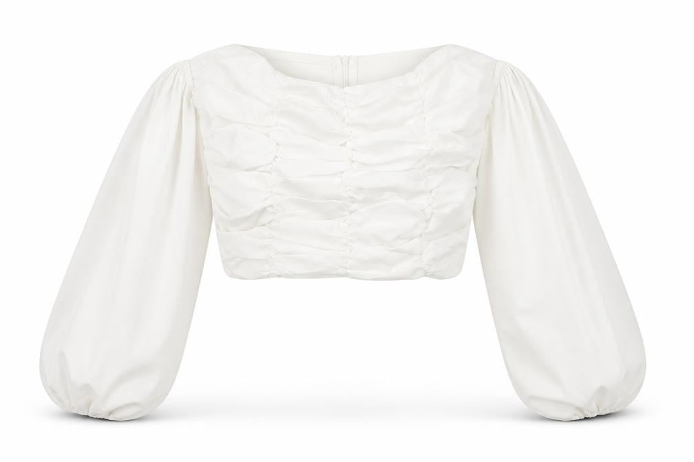 Womens UK Size 6 Boohoo White Cropped Blouse