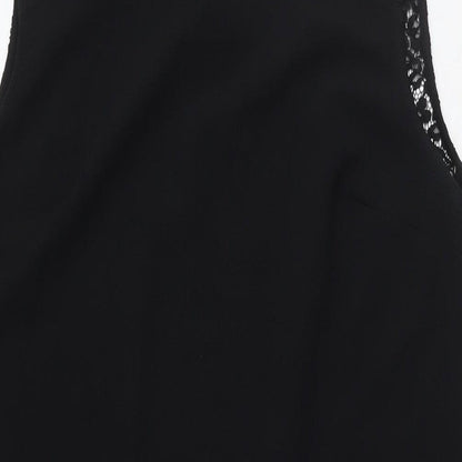 NEXT Womens Black Polyester Tank Dress Size 14 Collared Button - Lace Detail