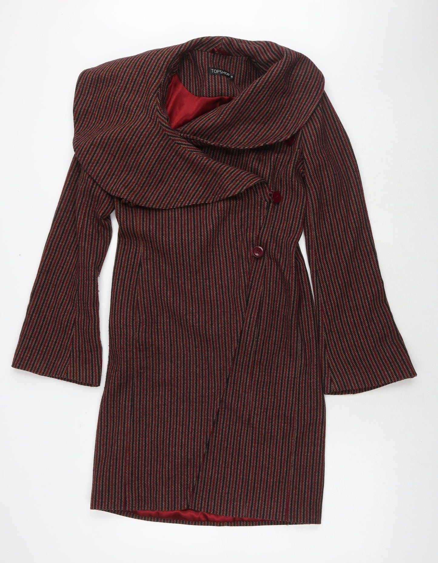 Womens UK Size 10 Topshop Red Overcoat