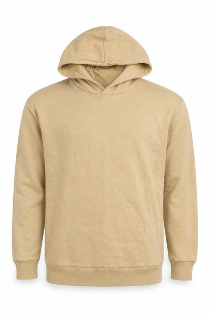 Hass Mens Beige Cotton Pullover Hoodie Size S