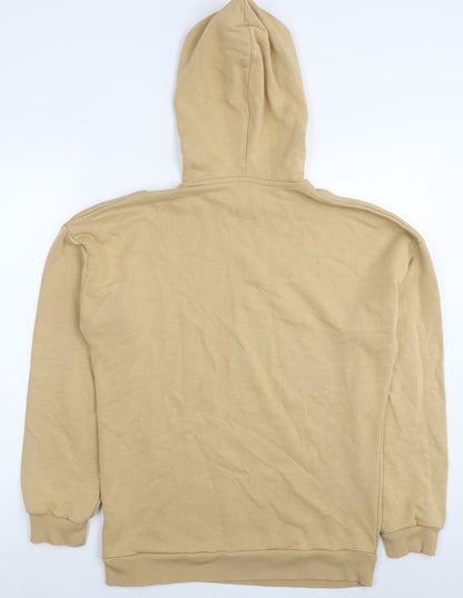 Hass Mens Beige Cotton Pullover Hoodie Size S