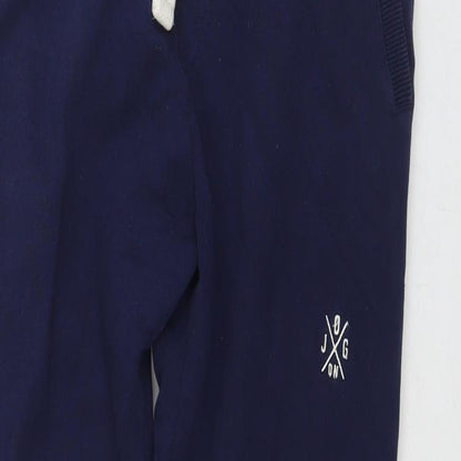 Jog On Mens Blue Cotton Jogger Trousers Size L L27 in Regular Drawstring