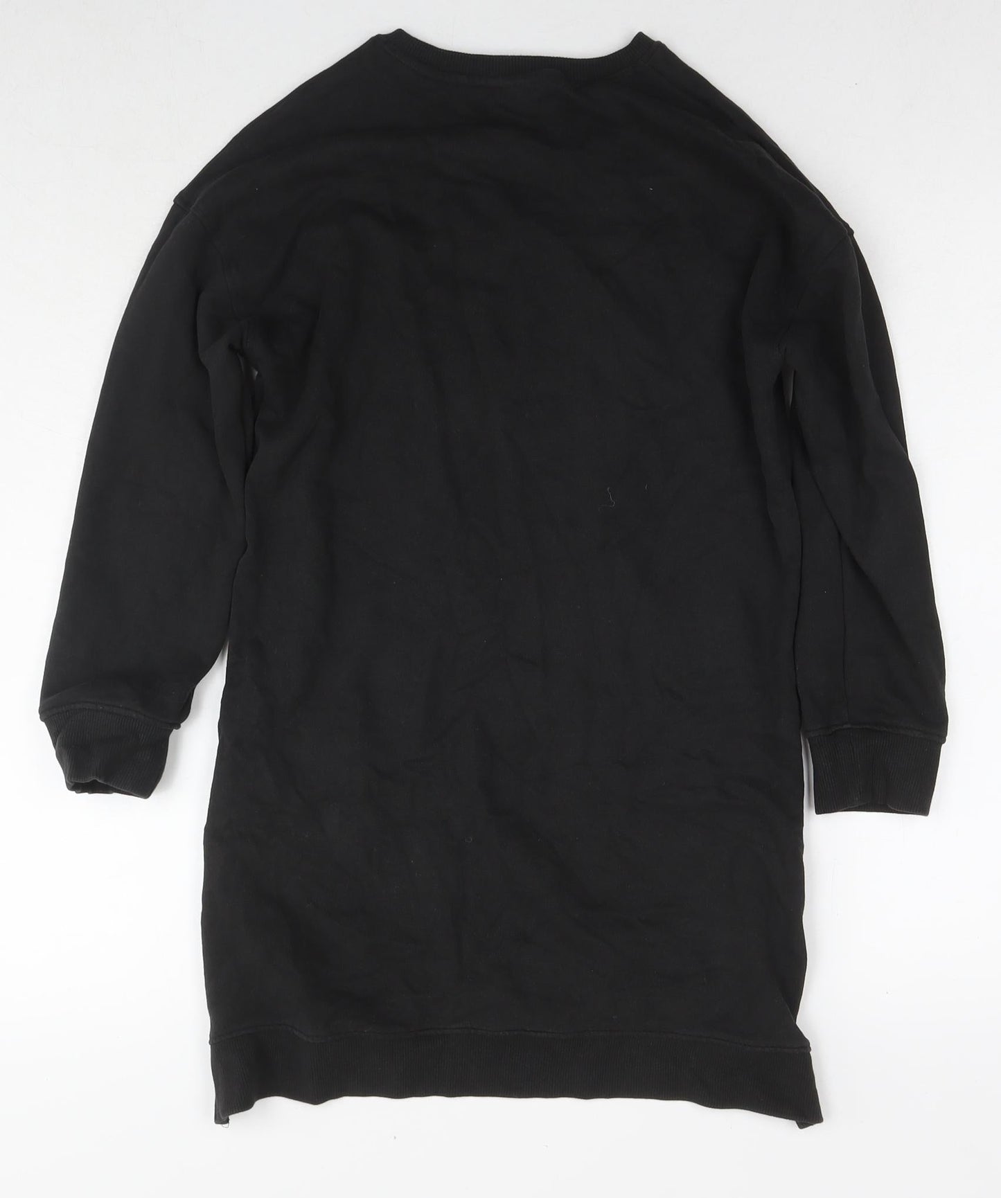 NEXT Girls Black Cotton Tunic Sweatshirt Size 11 Years Pullover - Sequin Detail Soul Surching