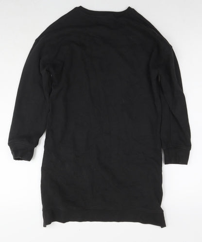 NEXT Girls Black Cotton Tunic Sweatshirt Size 11 Years Pullover - Sequin Detail Soul Surching