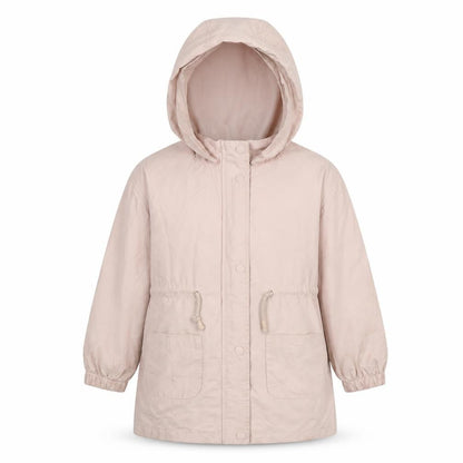 Front view of Mango girls’ pink rain coat jacket, size 7, years zip