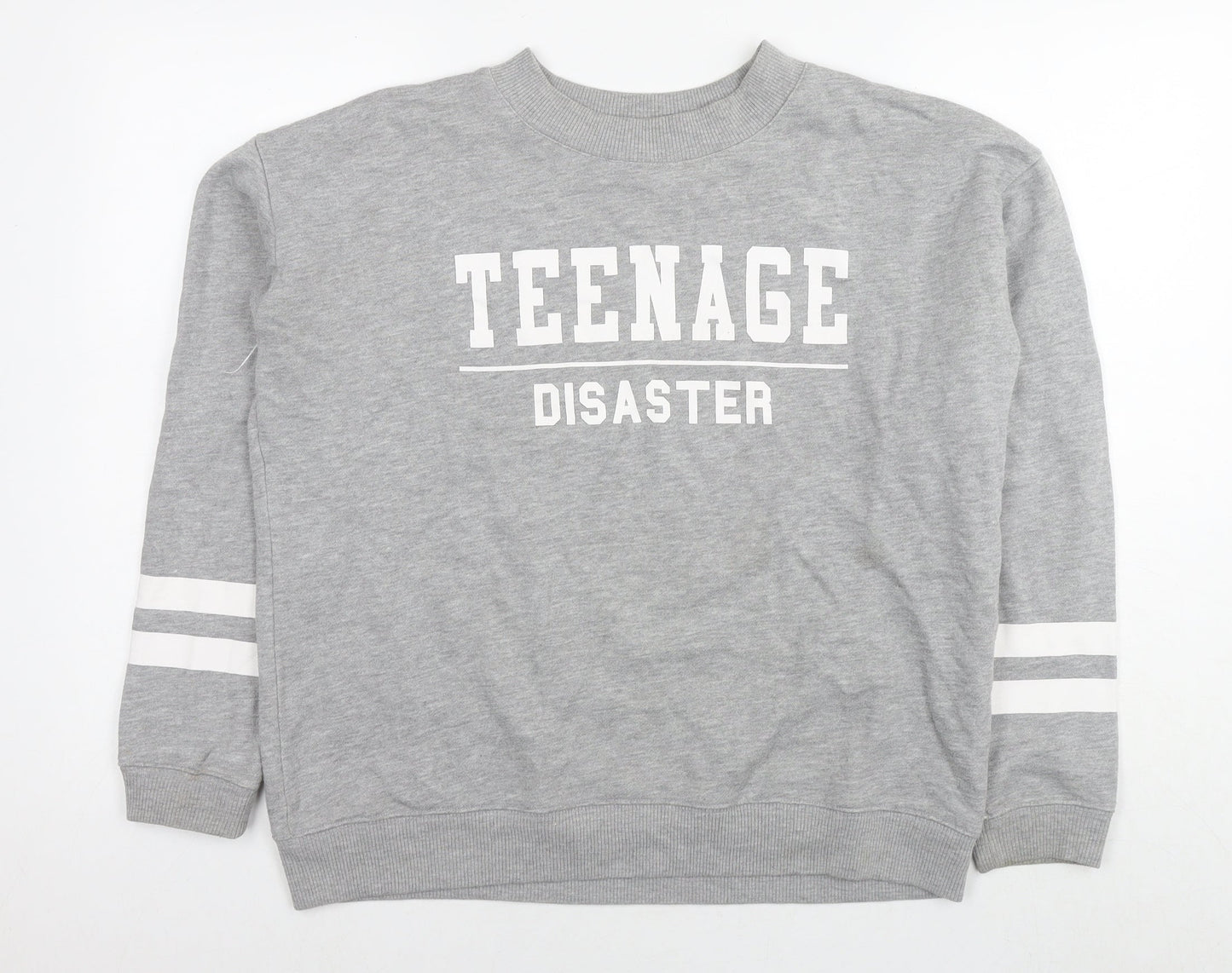 Womens UK Size L Pull&Bear Grey Pullover Hoodie