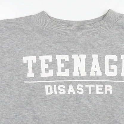 Womens UK Size L Pull&Bear Grey Pullover Hoodie