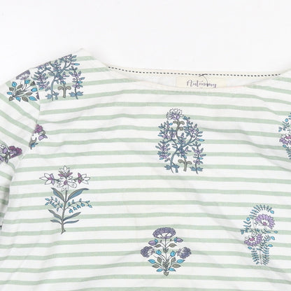 Autonomy Womens White Striped Cotton Pullover Hoodie Size S Pullover - Flowers