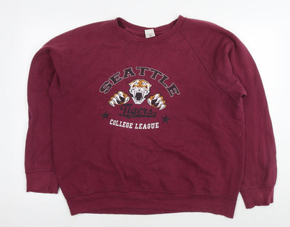 Seattle Womens Purple Cotton Pullover Sweatshirt Size L Pullover - Tiger
