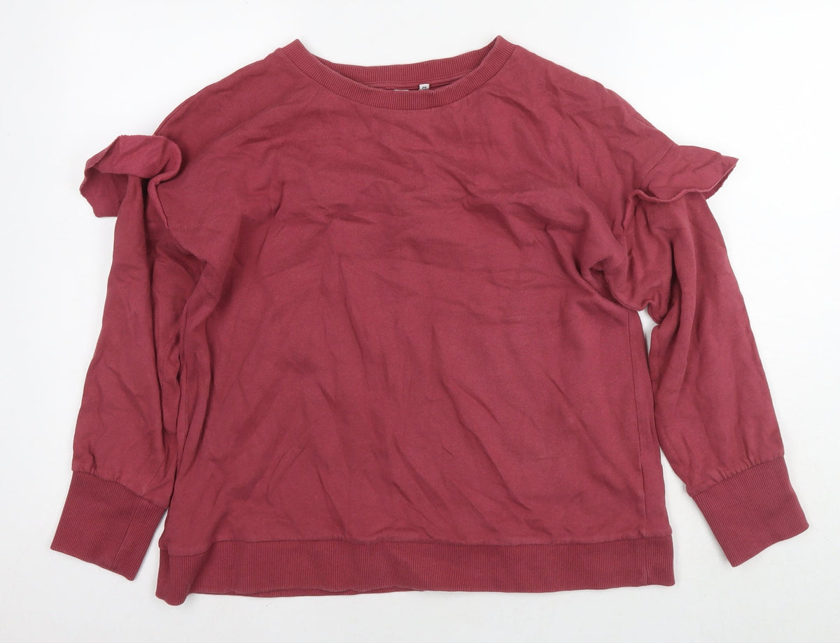 Additional front view of And/Or women’s red cotton pullover sweatshirt, size UK 12, pullover