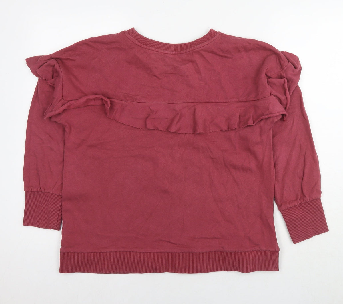 Back view of And/Or women’s red cotton pullover sweatshirt, size UK 12, pullover