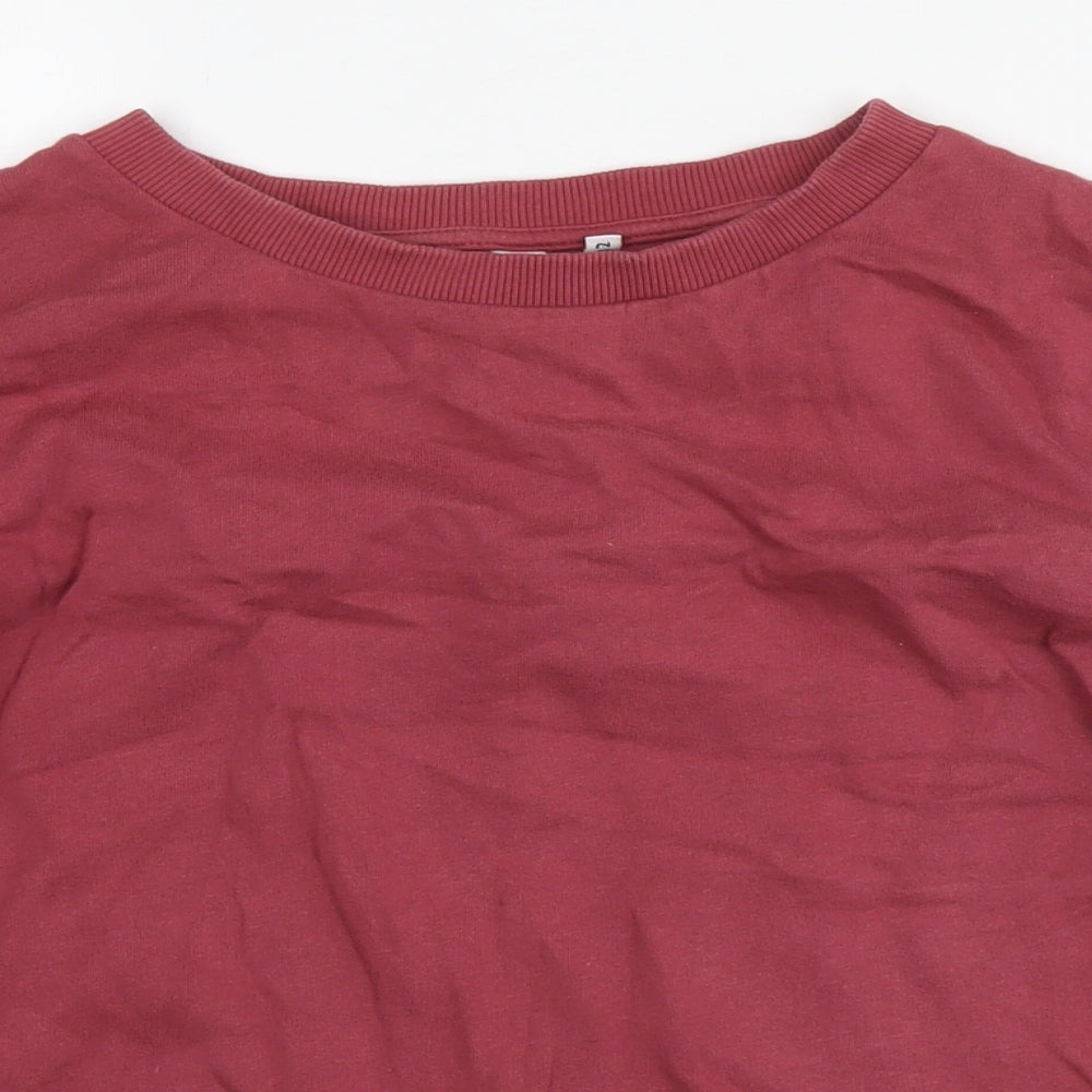 Close-up detail of And/Or women’s red cotton pullover sweatshirt, size UK 12, pullover