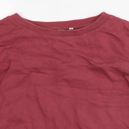 Close-up detail of And/Or women’s red cotton pullover sweatshirt, size UK 12, pullover