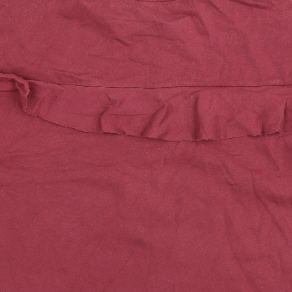 Brand and care label for And/Or women’s red cotton pullover sweatshirt, size UK 12, pullover