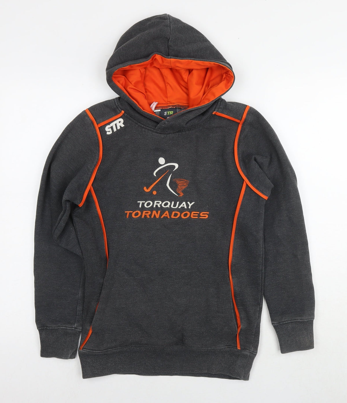 Stradivarius Boys Grey Polyester Pullover Hoodie Size 12 Years Pullover - Torquay Tornadoes