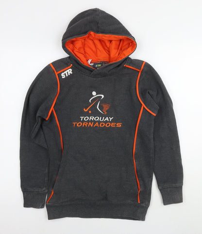 Stradivarius Boys Grey Polyester Pullover Hoodie Size 12 Years Pullover - Torquay Tornadoes