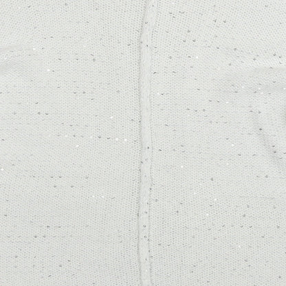 Latte Womens White Round Neck Cotton Pullover Jumper Size XL - Sequin Detail
