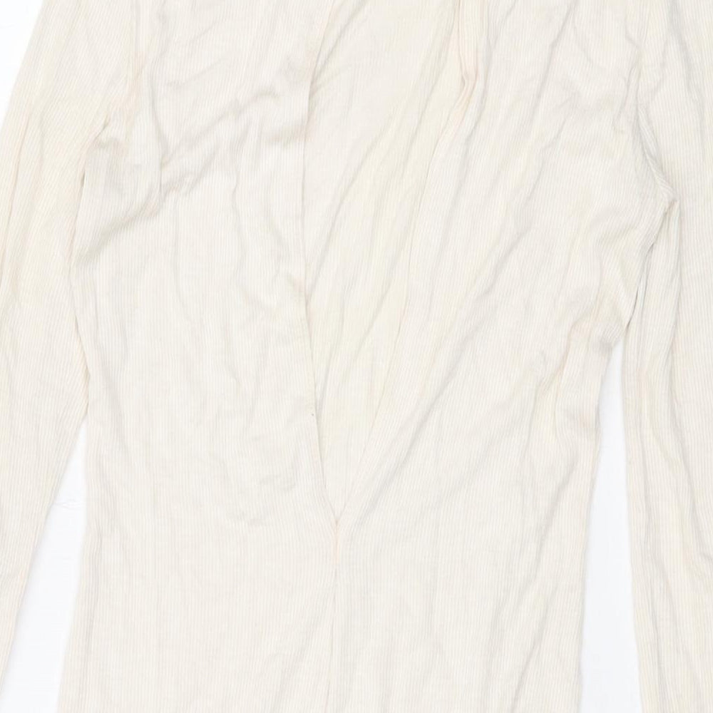 American Apparel Womens Beige Viscose Bodysuit One-Piece Size L Snap