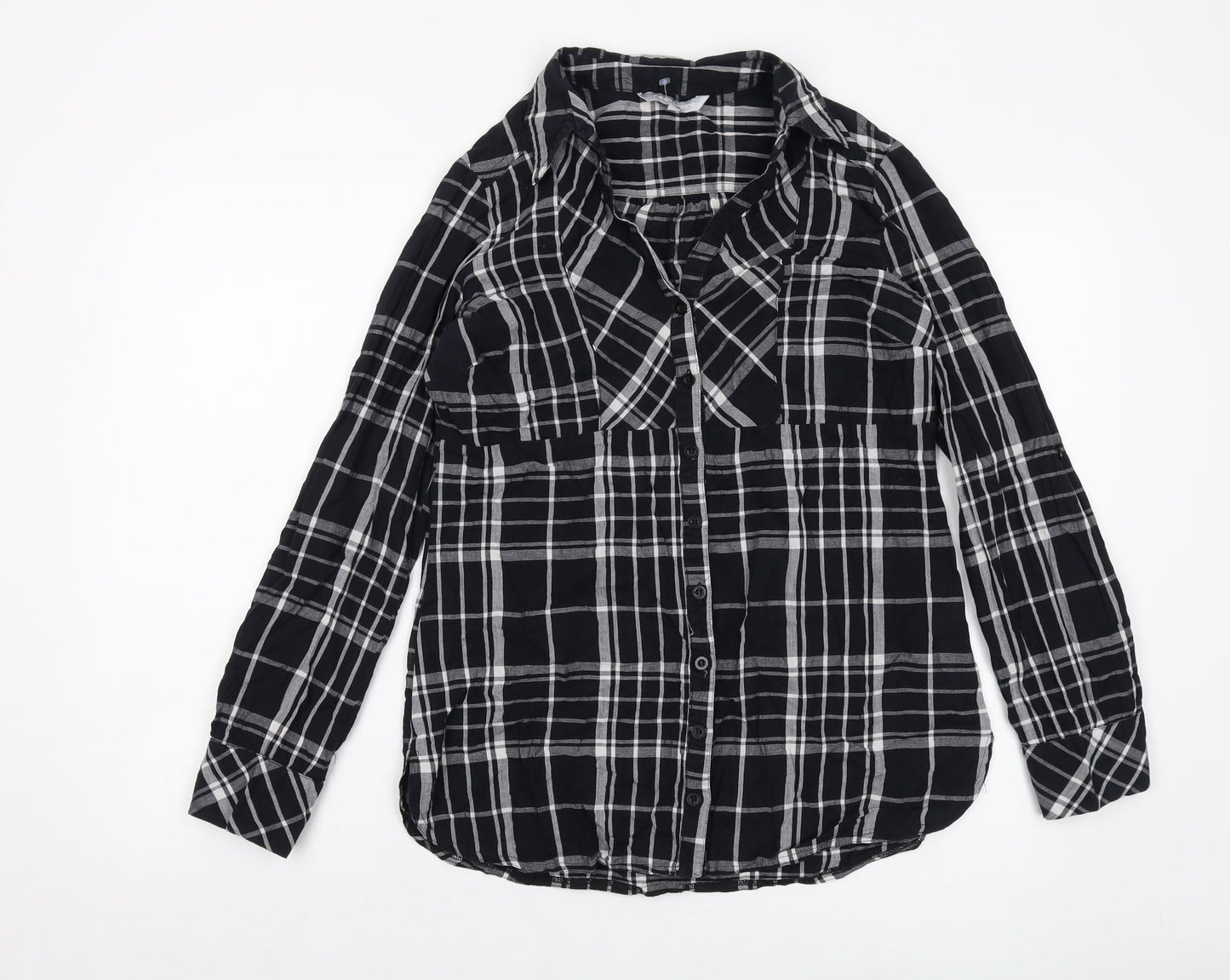 Womens UK Size 12 Red Herring Black Basic Button-Up