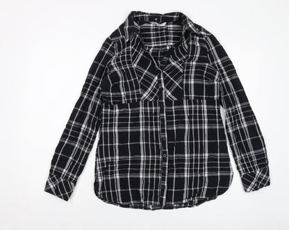 Womens UK Size 12 Red Herring Black Basic Button-Up