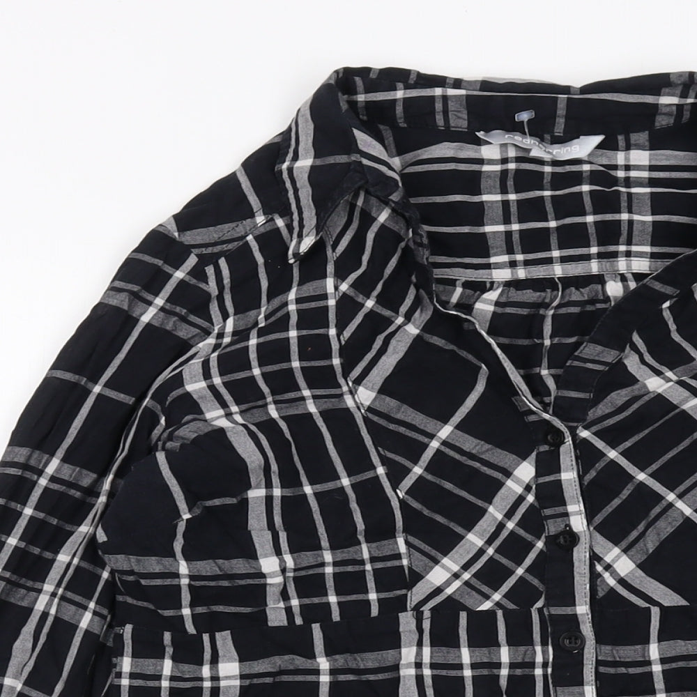Womens UK Size 12 Red Herring Black Basic Button-Up