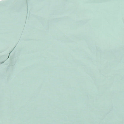 M&Co Womens Green Polyester Basic Blouse Size 12 V-Neck