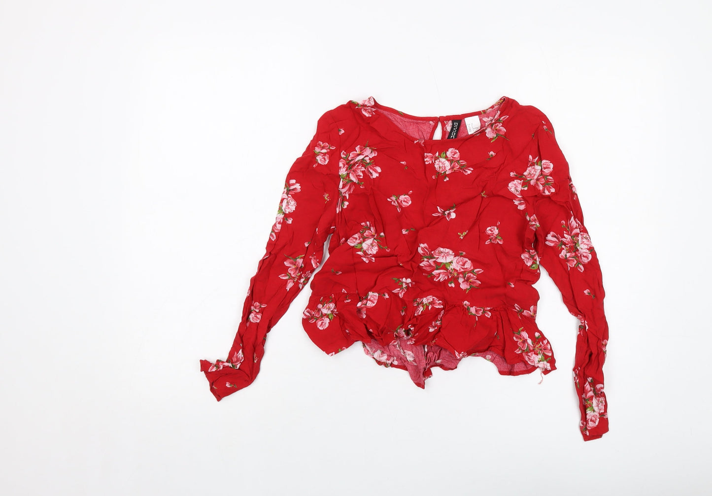 Womens UK Size 8 H&M Red Cropped Blouse