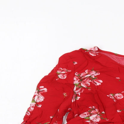 Womens UK Size 8 H&M Red Cropped Blouse