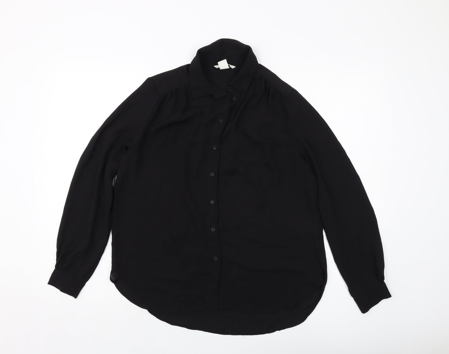 Womens UK Size 8 H&M Black Basic Button-Up