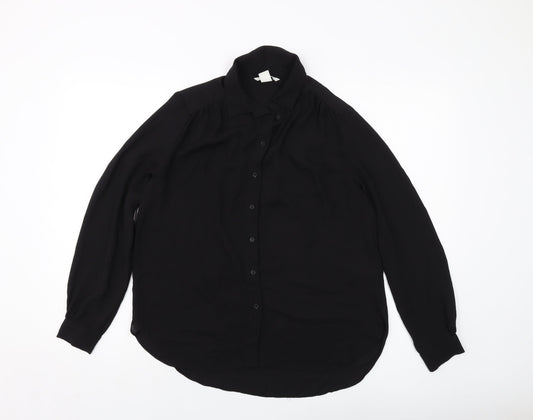 Womens UK Size 8 H&M Black Basic Button-Up