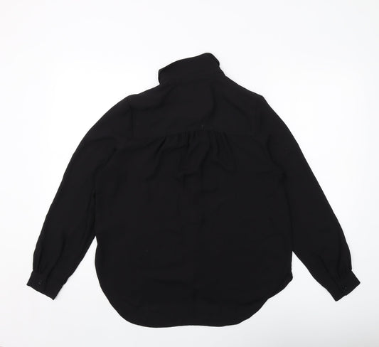 Womens UK Size 8 H&M Black Basic Button-Up