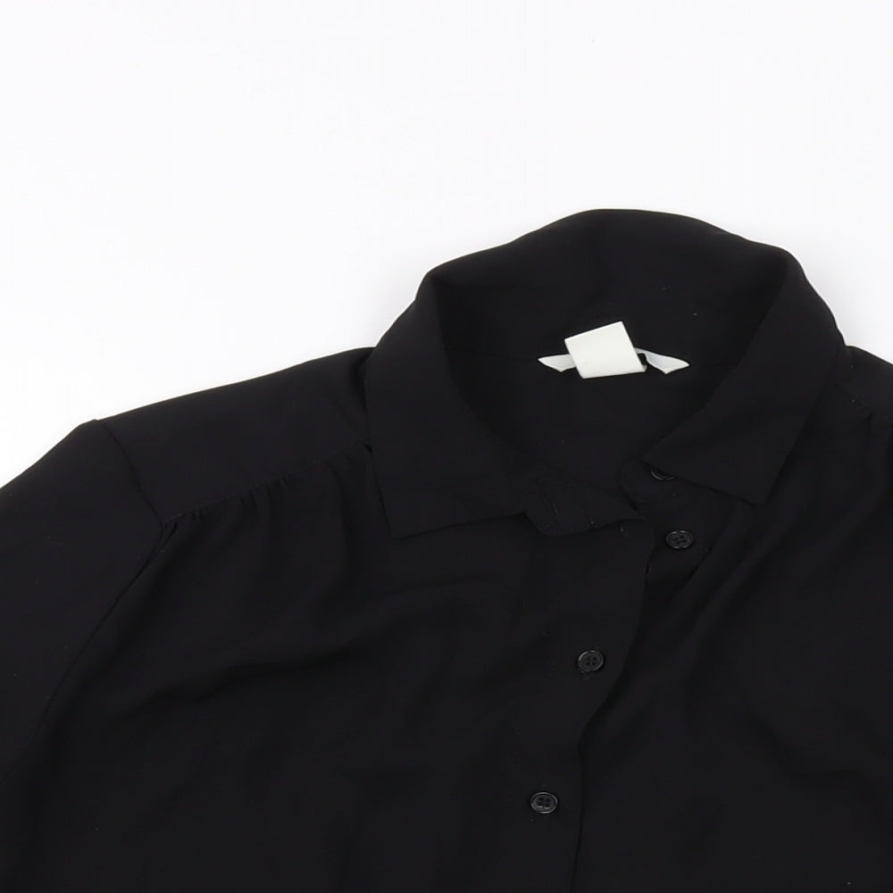 Womens UK Size 8 H&M Black Basic Button-Up