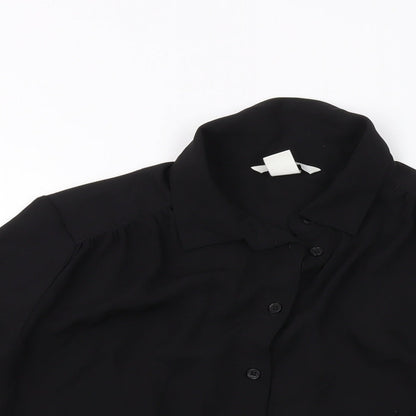 Womens UK Size 8 H&M Black Basic Button-Up
