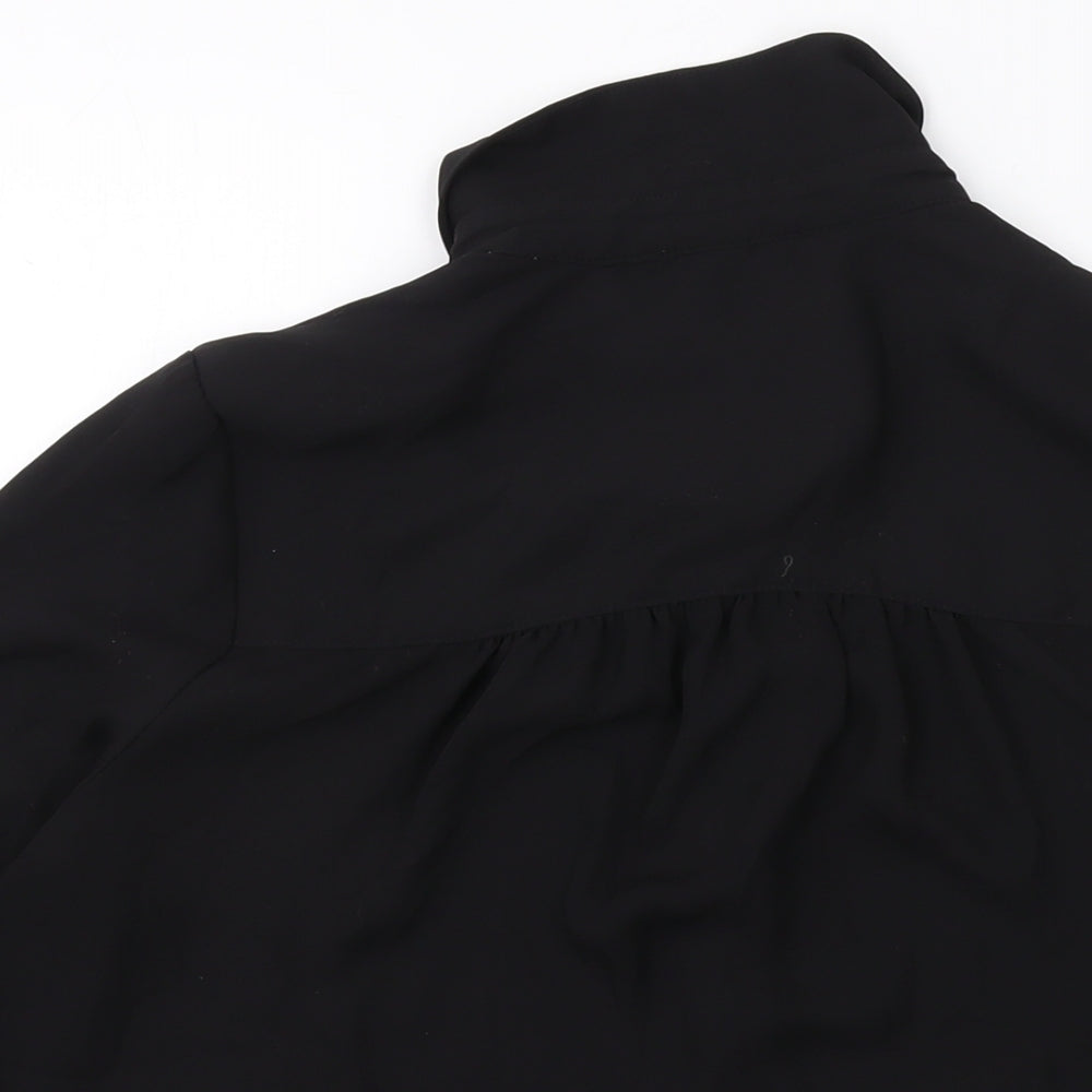 Womens UK Size 8 H&M Black Basic Button-Up
