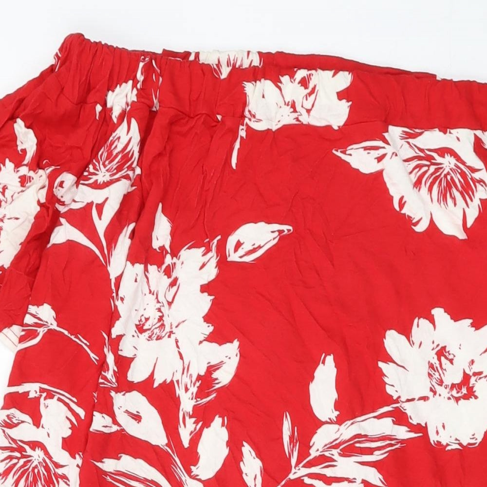 Boohoo Womens Red Geometric Viscose Tank Dress Size 12 Square Neck Pullover