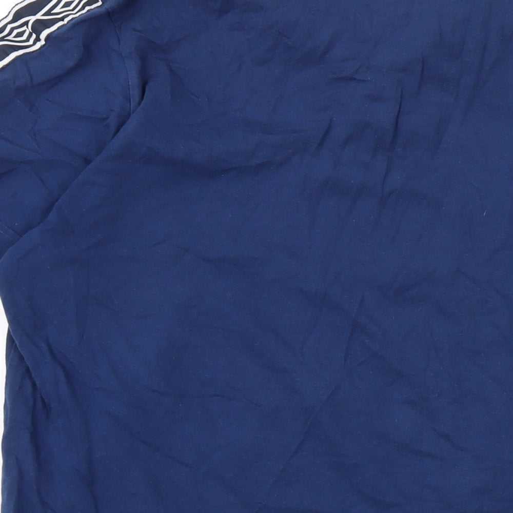 Umbro Mens Blue Cotton Polo Size L Collared Button