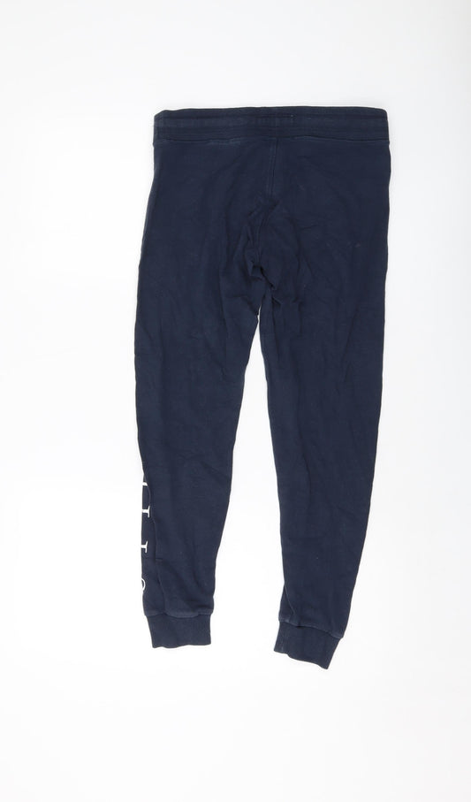 Jack Wills Womens Blue Cotton Sweatpants Trousers Size 10 L25 in Regular Drawstring