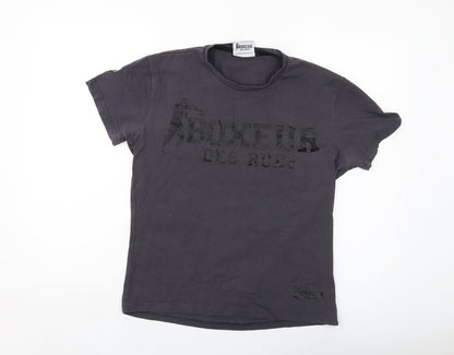 Boxeur Des Rues Womens Grey Cotton Basic T-Shirt Size L Crew Neck