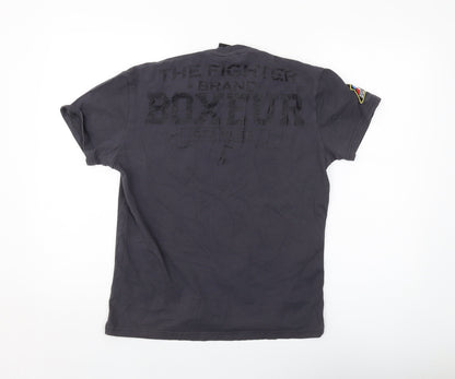 Boxeur Des Rues Womens Grey Cotton Basic T-Shirt Size L Crew Neck