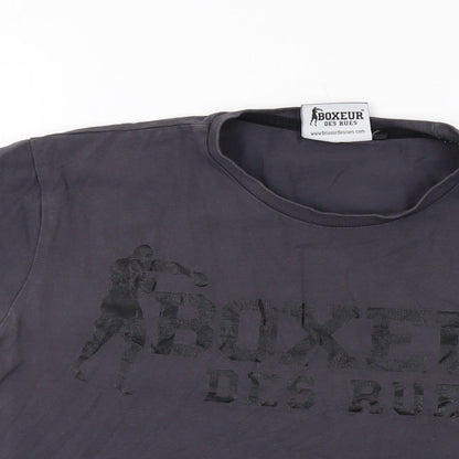 Boxeur Des Rues Womens Grey Cotton Basic T-Shirt Size L Crew Neck
