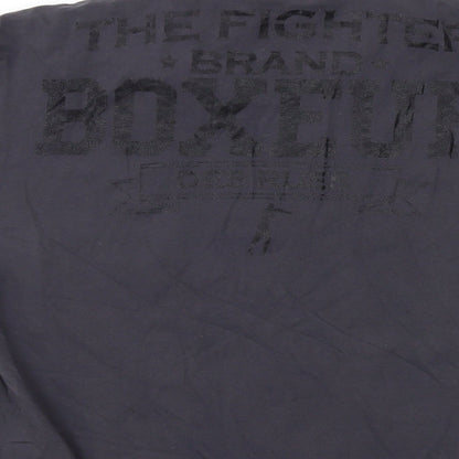 Boxeur Des Rues Womens Grey Cotton Basic T-Shirt Size L Crew Neck