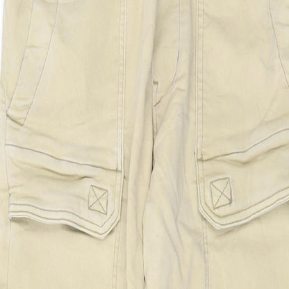 Pull&Bear Mens Beige Cotton Trousers Size L L28 in Regular Drawstring