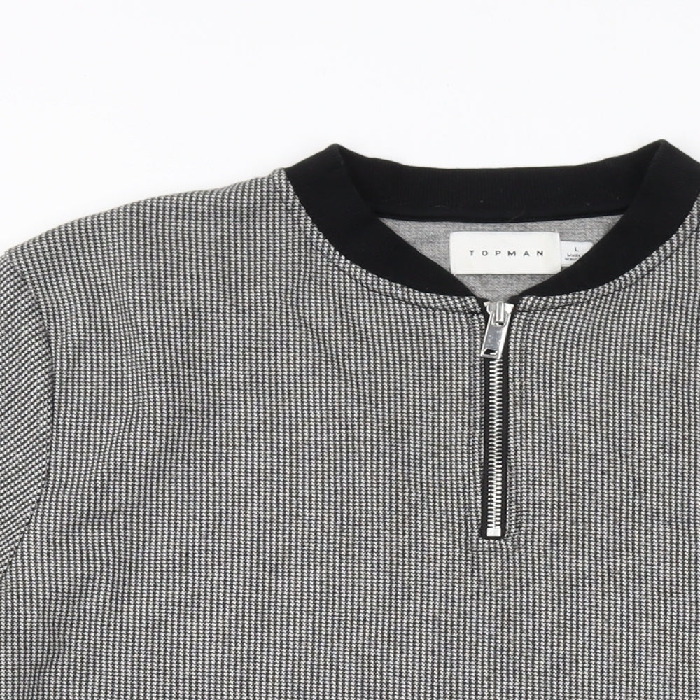 Topman Mens Grey Cotton T-Shirt Size L Crew Neck