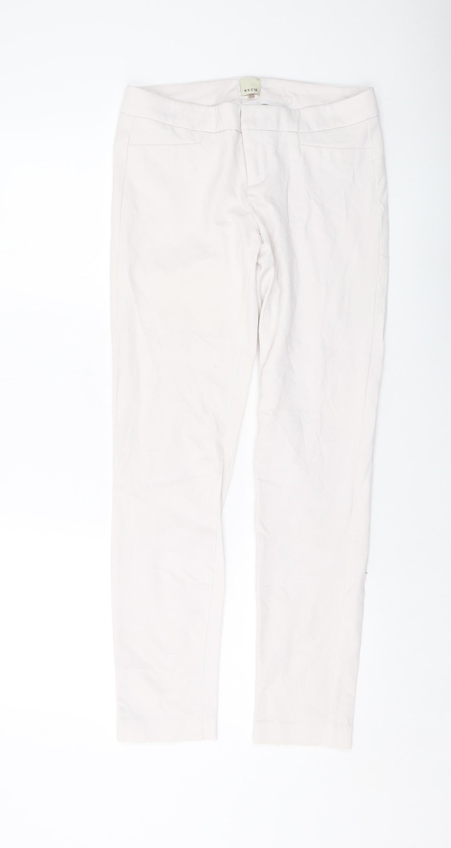 Womens UK Size 6 Ecru Regular Fit  Pink Trousers