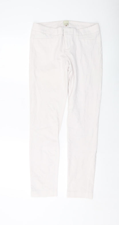 Womens UK Size 6 Ecru Regular Fit  Pink Trousers