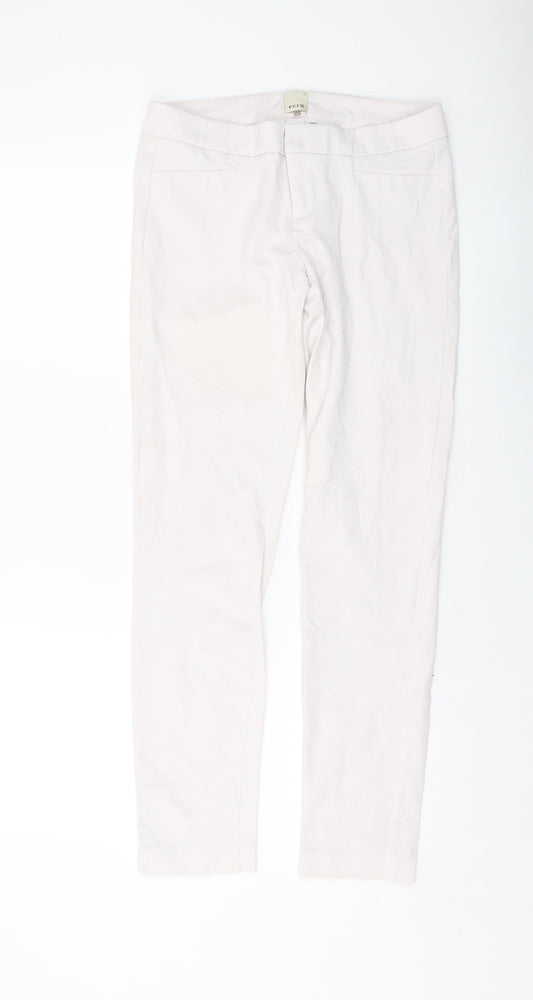 Womens UK Size 6 Ecru Regular Fit  Pink Trousers