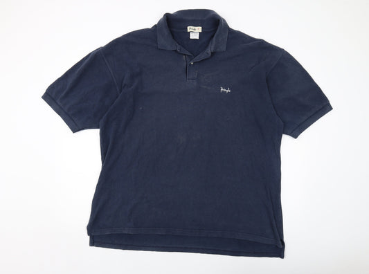 Pringle Mens Blue Cotton Polo Size 2XL Collared Button