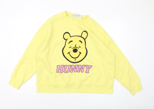 Womens UK Size 14 Disney Yellow Pullover Sweatshirt