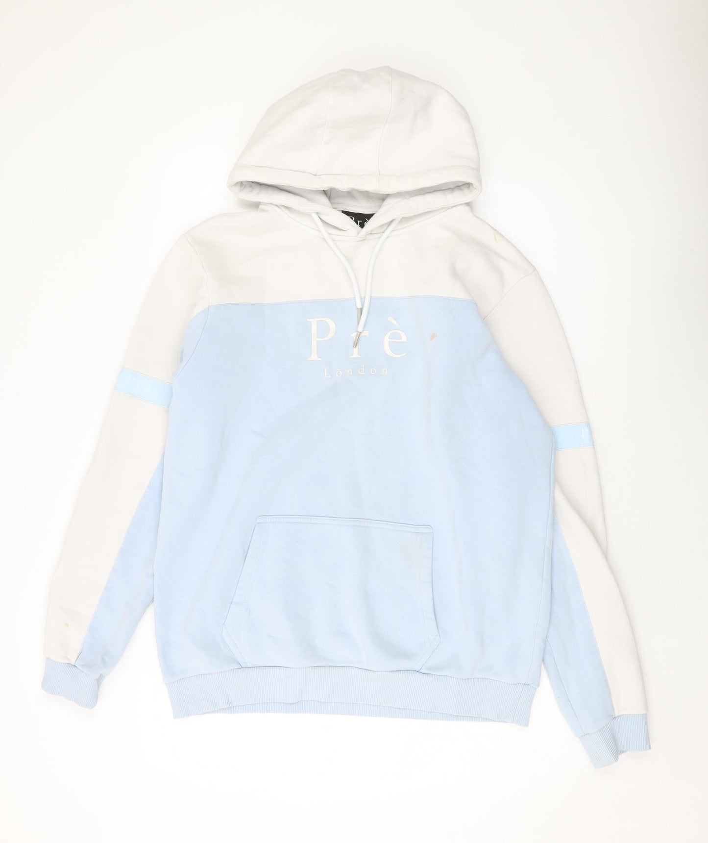 PRE London Mens Blue Cotton Pullover Hoodie Size L